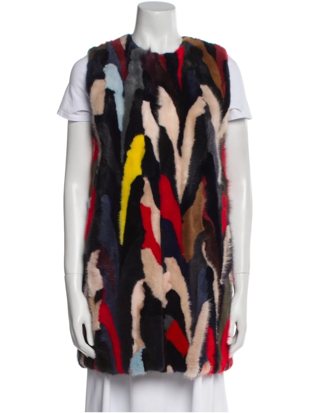 Alice + Olivia Multicolor Mink Fur Vest